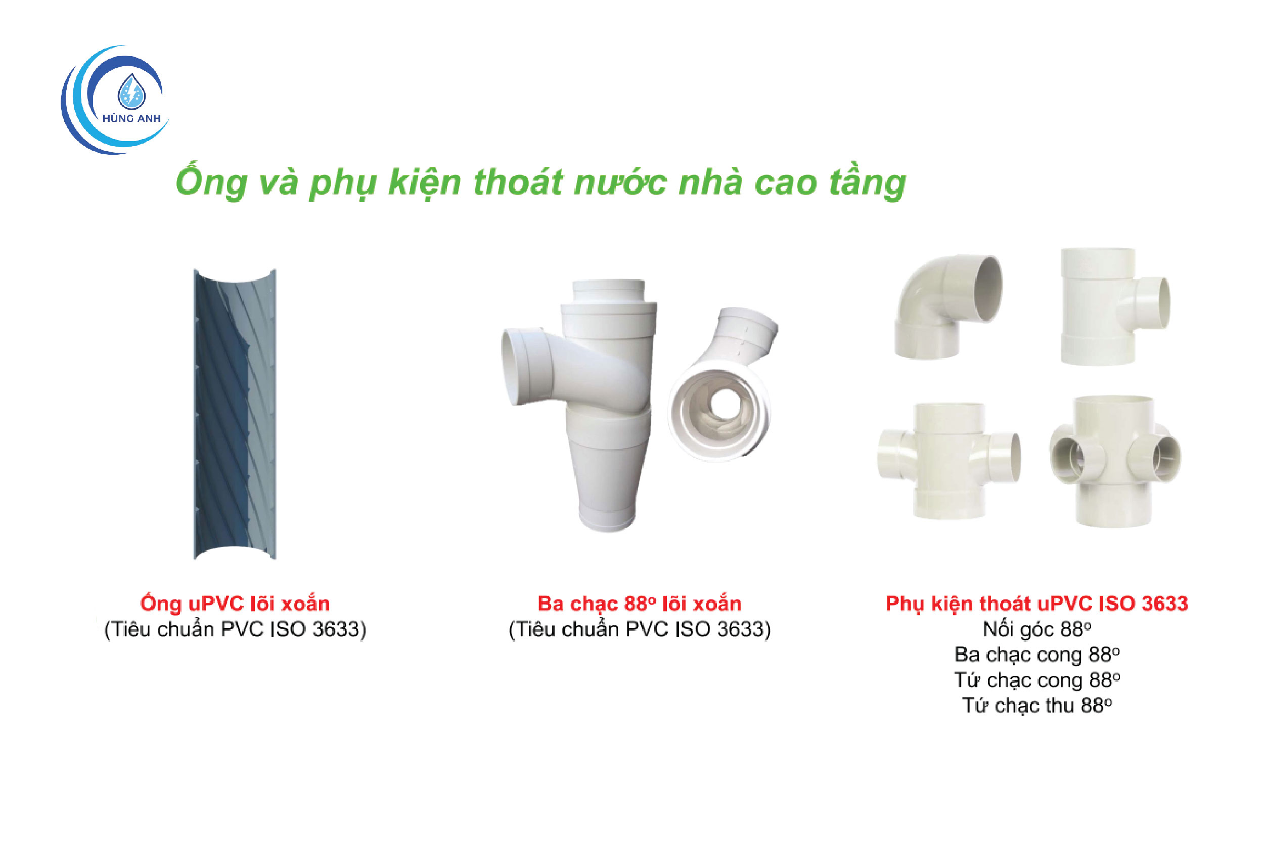 Ống uPVC lõi xoắn Tiền Phong và phụ kiện thoát nước trục đứng nhà cao tầng