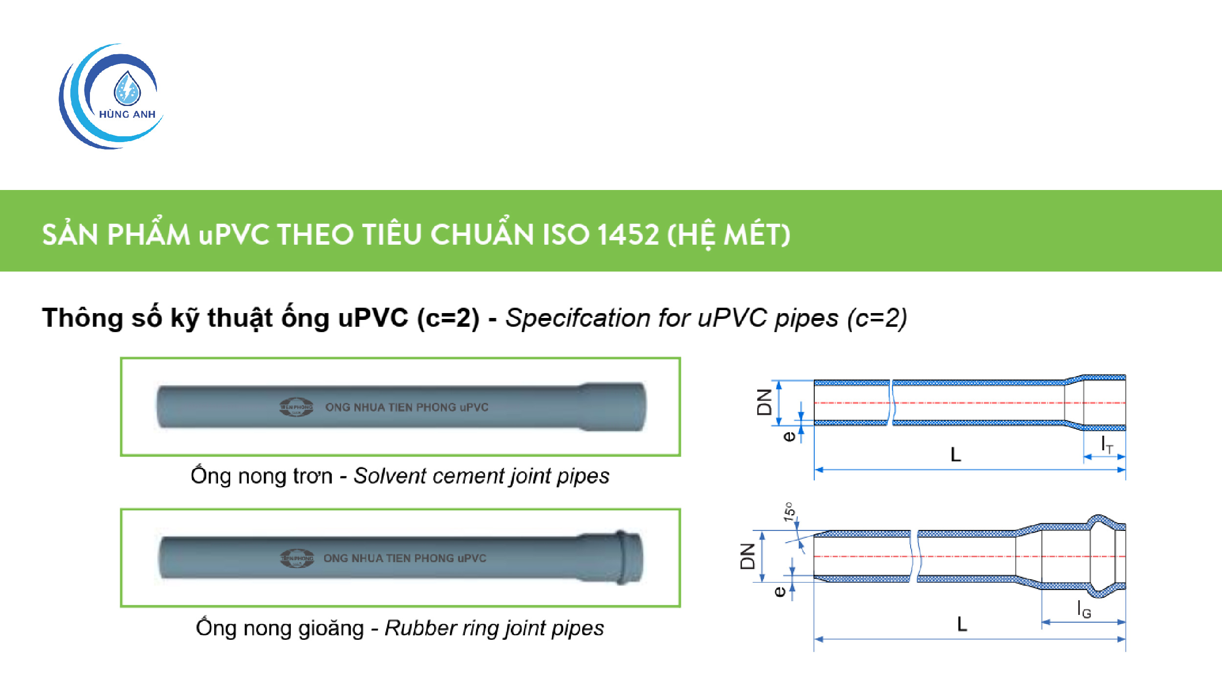 Ống nhựa uPVC Tiền Phong theo tiêu chuẩn ISO 1452