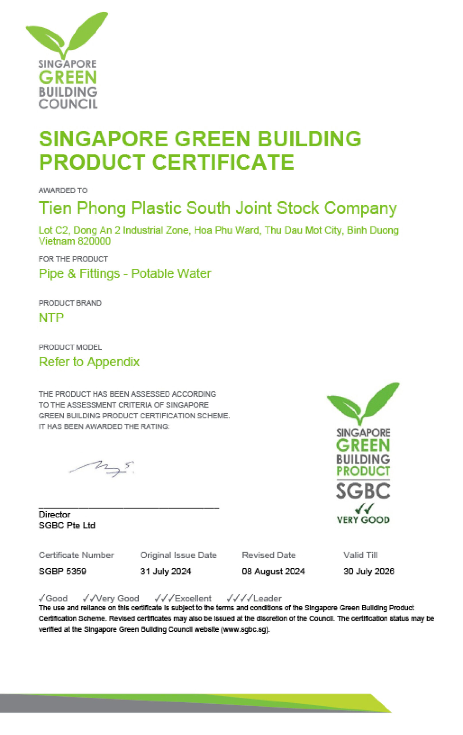 Chứng nhận nhãn xanh sản phẩm HDPE Nhựa Tiền Phong
