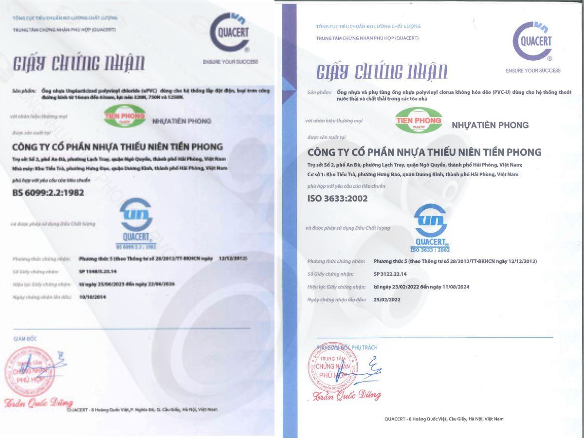 Tiêu Chuẩn Ống Nhựa uPVC Tiền Phong