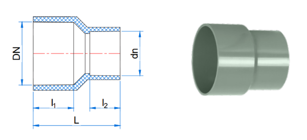 cấu tạo nối thẳng chuyển bậc PVC-U Tiền Phong