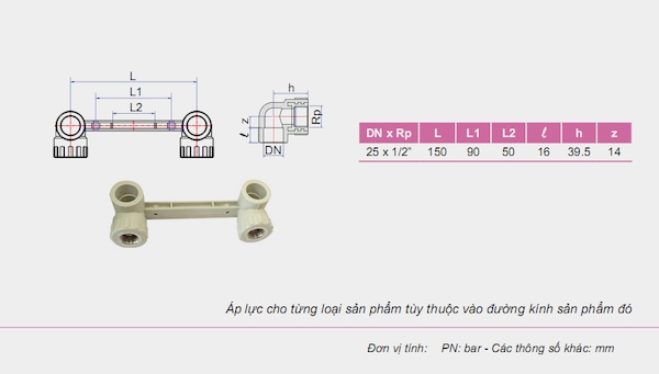 cấu tạo nối góc 90 độ ren trong kép