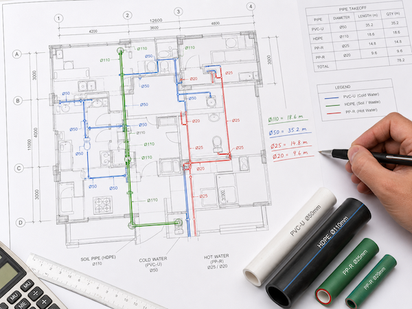 Cách tính khối lượng ống nhựa dự toán